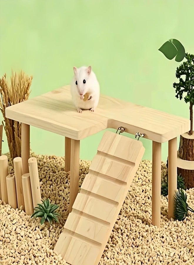 Feiena Wooden Hamster Platform for Hamster Cage Accessories Climbing Toys Dwarf Syrian Hamster Gerbil Rat Mice Degus or Other Small Pets (Rectangle) - Image 5